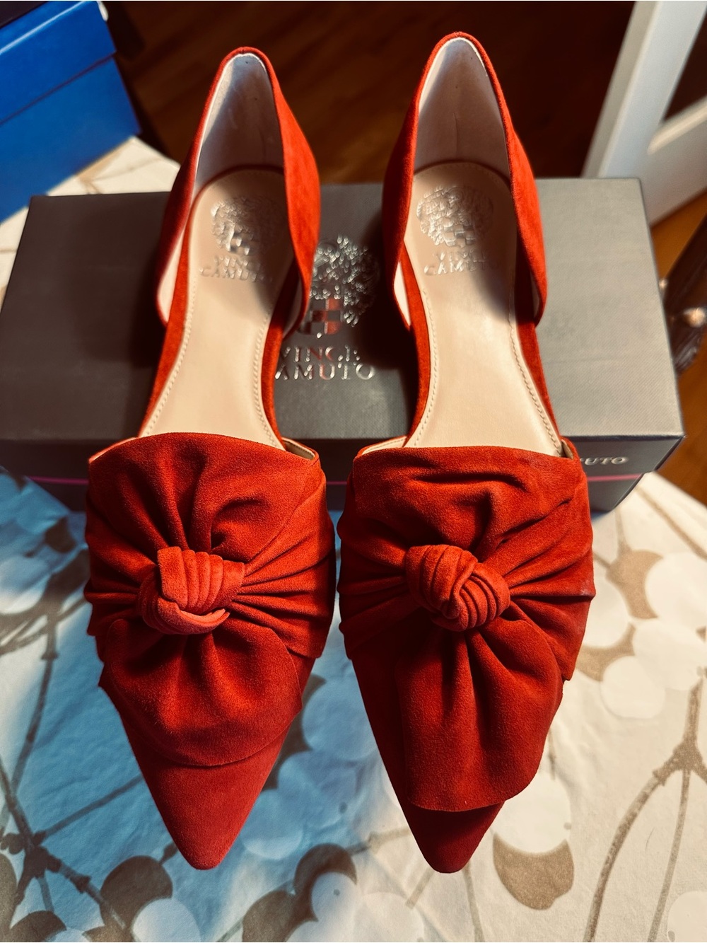 Vince Camuto Raven Red Suede Flat, Sz 11M, NIB